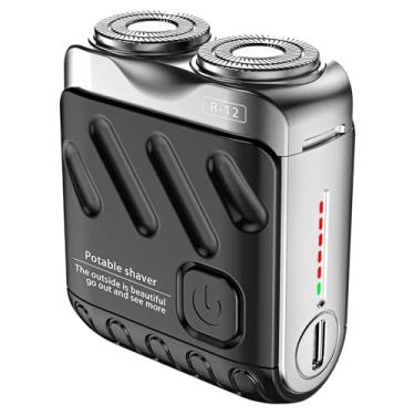 Imagem de Mini barbeador elétrico recarregável por USB para homens, cabeça dupla flutuante, à prova d'água, Ipx7, carregamento rápido tipo C, liga de zinco, visor de bateria LED, ideal para viagens