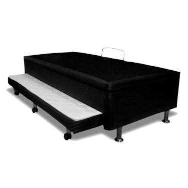 Imagem de Cama Box Baú C/auxiliar Solteiro Universal Courano Nero Black (88x188) - Ortobom