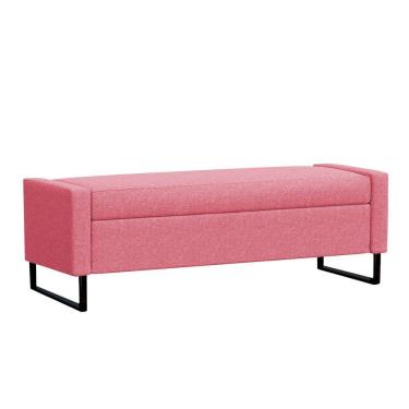 Imagem de Recamier Bau Paris Base De Metal 1,20m Suede Pink - Inova Decorações