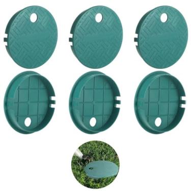 Imagem de Pacote com 6 tampas de caixa de válvula de substituição, tampas de plástico verde para sistemas de irrigação e medidores de água, 5,5 Id, 6 Od