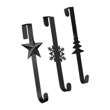 Imagem de ＫＬＫＣＭＳ Conjunto de 3 Ganchos para Guirlanda de Natal para Porta de Entrada, Resistentes e Fáceis de Instalar, de, Ideais para Festas e, Preto