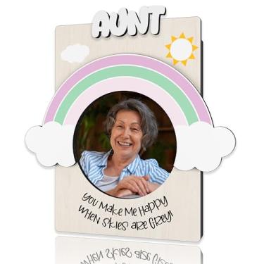Imagem de DRWJPAT Porta-retrato magnético A28 da tia, mini molduras magnéticas para geladeira e armário, presentes de Natal, aniversário de ação de graças, para tia, arco-íris e nuvens