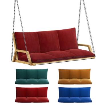 Imagem de Almofadas de balanço para varanda para móveis ao ar livre 140 x 12 cm com encosto - 6 x enchimento grosso - 1 capa impermeável - 6 tiras de almofada, 2 almofadas giratórias de 3 lugares para ambientes