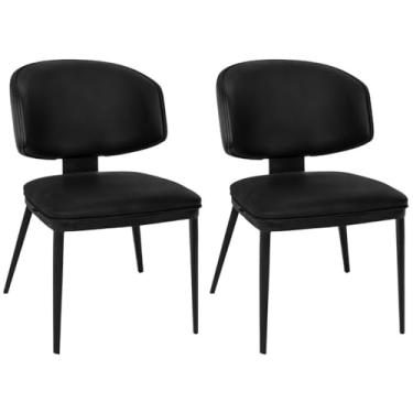 Imagem de Kit 2 Cadeiras de Jantar Estofada Siena Design Italiano Encosto Flutuante com Espuma de Alta Densidade - Preto