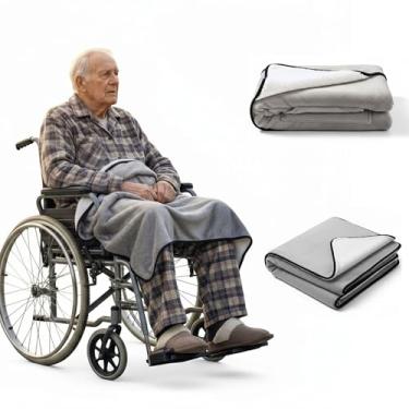 Imagem de IHEALTHCOMFORT Cobertor de colo para cadeira de rodas para idosos, 109 cm x 71 cm, forro de lã de ovelha, capa de colo e joelho macio, leve e quente com botões de pressão, conforto aconchegante para