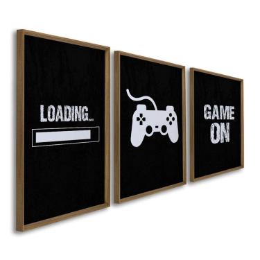 Imagem de Quadro Decorativo Game On 3 Telas 60x90cm para Sala Quarto Escritório
