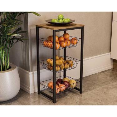 Imagem de Balcão Fruteira Cozinha Crome Indrustrial Li035 Freijo/preto - Kappesberg