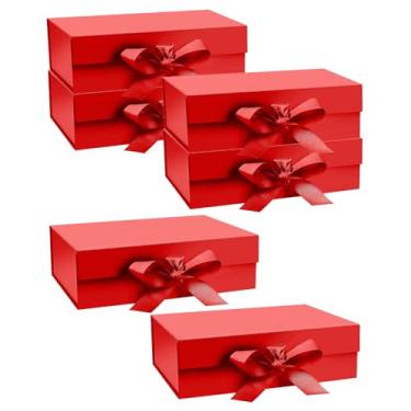 Imagem de Caixas de presente com tampas, pacote com 6 caixas de presente magnéticas, caixa de presente com fita, caixa de presente de dama de honra para aniversário, Natal, dama de honra, casamento, 26 x 19 x