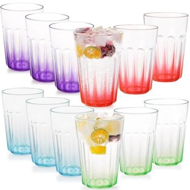 Imagem de Greentainer Copos de água potável inquebráveis – Reutilizáveis COMO plástico café água fria leite xícaras de chá canecas para festa, piquenique, acampamento, empilhável – 350 ml, conjunto de 12