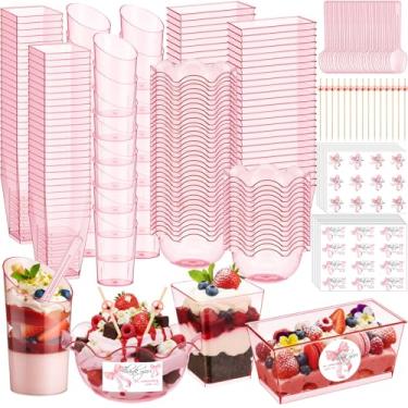 Imagem de Vesici 446 peças de mini copos de sobremesa com colheres, picaretas, 3, 5, tigelas de sorvete de plástico de 170 g, copos de tiro de sobremesa a granel para salada, frutas, lanches, iogurte, casamento