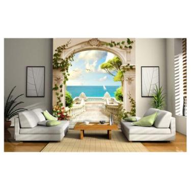 Imagem de Papel De Parede Paisagem Digital Jardim Mar 3D Dav52 - Você Decora