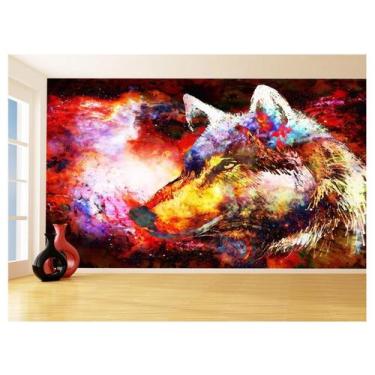 Imagem de Papel De Parede Animais Lobo Rosto Arte Cores 3,5M Anm575 - Você Decor