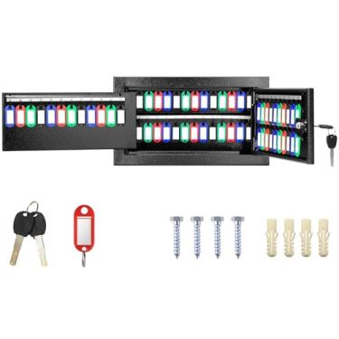 Imagem de Oepmoc Suporte de parede com 72 chaves com 72 ganchos numerados e 72 etiquetas coloridas, armário de chaves com compartimento para devolução de chaves, caixa de armazenamento de chaves para casa