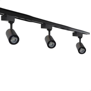 Imagem de Kit Trilho Eletrificado 1m + 3 Spot Led 12w Preto - Branco Neutro