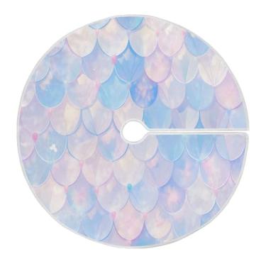 Imagem de Blueangle Saia de árvore de Natal com escamas de sereia de 120 cm - poliéster macio e resistente a rugas, decoração de férias para festas de Natal, árvore festiva e decoração de casa (686)