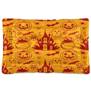Imagem de SEHANY Cama de cachorro fantasma Halloween Boo Cama de gato com fundo antiderrapante, cama de canil, colchão macio para animais de estimação, lavável para cães pequenos, médios e grandes, gatos, 91 x