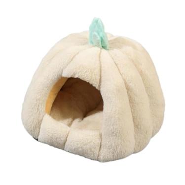 Imagem de WeiLaiKeQi Cama para gatos Cat Nest Kitty Teddy Kennel, colchão de veludo PP quente para dormir, cama para gatos de 4 a 10 kg, para todas as estações, gatinhos, Bege