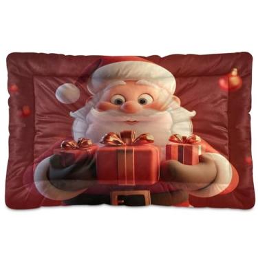 Imagem de SEHANY Cama de Natal para cães de Papai Noel, cama de gato com fundo antiderrapante, cama de canil, colchão macio para animais de estimação, lavável para cães pequenos, médios e grandes, gatos, 91 x