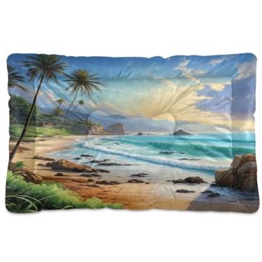 Imagem de SEHANY Cama de gato com estrela do mar, praia, para cães, com fundo antiderrapante, caixa de canil, colchão macio para animais de estimação, lavável, almofada de cama para cães pequenos, médios e
