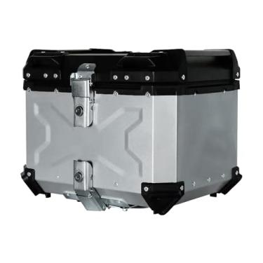 Imagem de Generic Capa Superior para Motocicleta, Caixa Traseira de Liga de Alumínio Com Trava Dupla de Liberação Rápida e Forro de Couro, para Capacetes, Armazenamento de Equipamento de Equitação (45L)