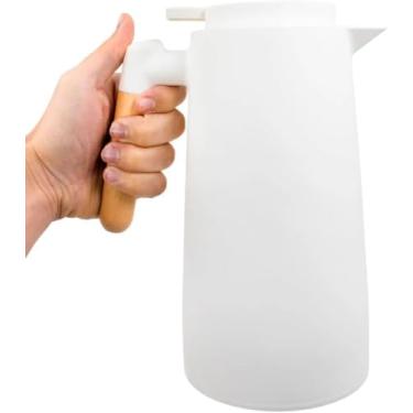 Imagem de Garrafa Térmica Inox 1L Premium Cabo Madeira - Conservação Máxima p/Café e Chá (Branco)