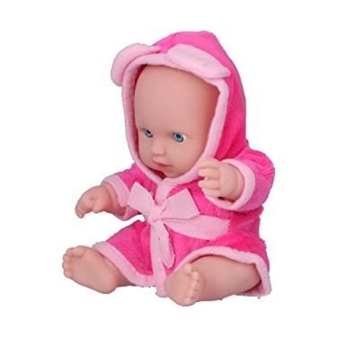 Imagem de Generic Boneca bebê Recém-nascido Realista, Boneca Reborn de 8 Polegadas para Brincar de Fingir, Olhos Azuis de Vinil para Estimular a Imaginação (Q8G-006 Camisola vermelha rosa)