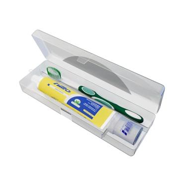 Imagem de Estojo com Kit Viagem Hillo, Creme Dental Menta 70g, Fio Dental Hillo 25 Metros e Escova de Dente de Viagem