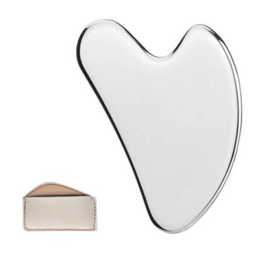 Imagem de Gua Sha Ferramentas faciais Guasha de aço inoxidável para rosto metal Gua Sha massagem na pele Guasha ferramenta de beleza para olhos corporais massageador cuidados com a pele presentes de dia das