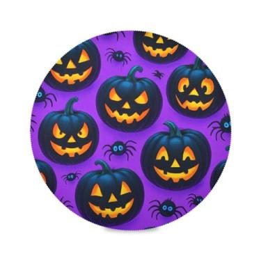 Imagem de Wassud Jogo americano Abóboras Pretas, Tapetes de Mesa Redondos para Cozinha e Jantar, Laváveis, Resistentes ao Calor, Decoração de Mesa 39 cm
