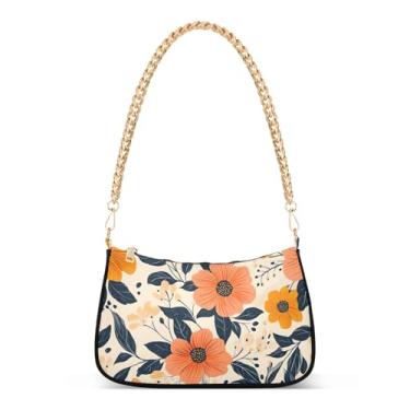 Imagem de CEBUGI Bolsas transversais femininas bolsa de ombro com flores bolsa clutch elegante com alça de corrente