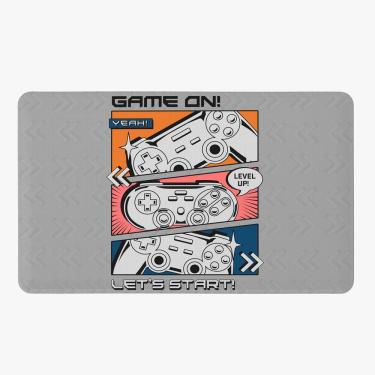 Imagem de Tapete Para Quarto Infantil Estampado Gamer Level Up 60cm X 40cm - Base Antiderrapante