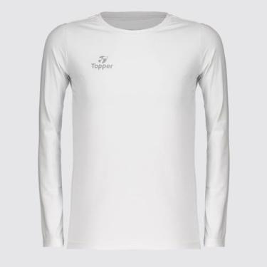 Imagem de Camiseta Térmica Topper Classic UV50 Manga Longa Juvenil Branca, 8 ANO