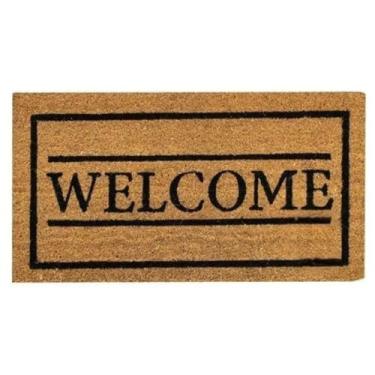Imagem de Capacho Porta Entrada Fibra De Coco Tapete Bem Vindo 40x60 (Capacho WELCOME Linhas)