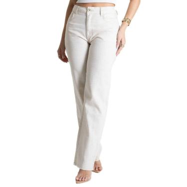 Imagem de Calça Linho Sawary Reta - 281175 - Bege 42-Feminino