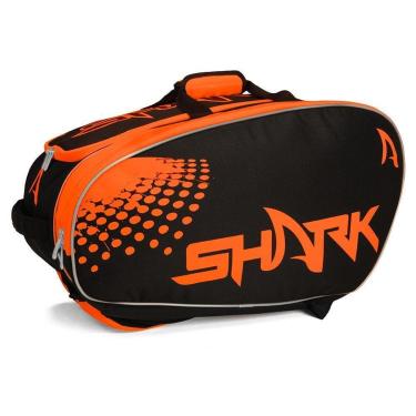 Imagem de Raqueteira Beach Tennis Shark Com Bolso Termico Preta Laranja-Unissex