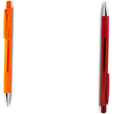 Imagem de Caneta Esferográfica Retrátil de Plástico, Escrita Azul, 0.5mm, Ambidestra, 1 Unidade Design moderno e escritas (Laranja e Vermelho)