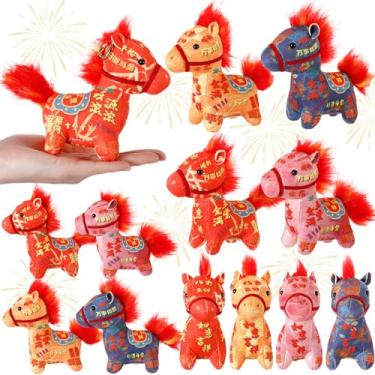 Imagem de VioraWhite 12 peças de enfeite de mascote de cavalo 2026 Ano Novo Lunar Chinês Zodíaco Cavalo Animal Mascote Pendurado Zodíaco Sorte para Presente de Festival da Primavera Decoração de Escritório em