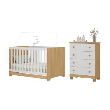 Imagem de Berço Americano 3 em 1 com Cômoda 4 Gavetas Dengo Multimóveis MP4690