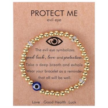 Imagem de DATOA Pulseira simples com pingente de olho turco para mulheres e homens moderna pulseira inspiradora boa sorte joias amizade, 6, Aço inoxidável, Sem Pedra Preciosa