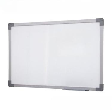 Imagem de Quadro Branco 120x90cm Lousa Branca Moldura MDF Soft Alumínio Stalo Para Escritórios