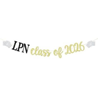 Imagem de Faixa LPN Class of 2026, decorações de formatura de enfermeira, parabéns LPN RN BSN, decoração de festa de formatura de escola de enfermagem médica, glitter