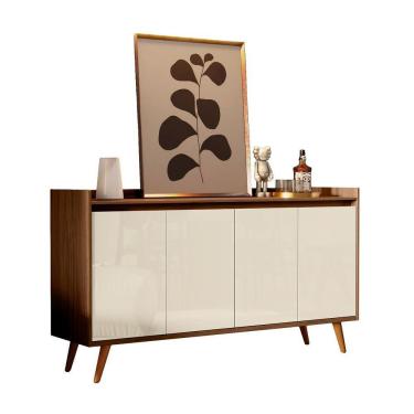 Imagem de Balcao Buffet Retrô Delta 4 Portas Malbec Com Off White - Moveisaqui