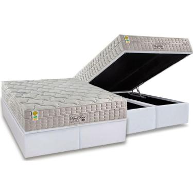 Imagem de Cama Box Baú : Colchão Molas Masterpocket Ensacadas D Angelis Anjos King Best New + Base Crc Courano White (193x203)