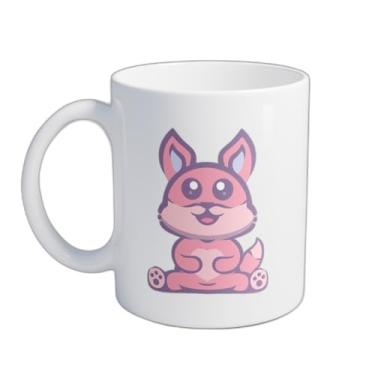 Imagem de Caneca Xícara de Café Porcelana 300ml Com Desenho de Raposa Rosa Fofa