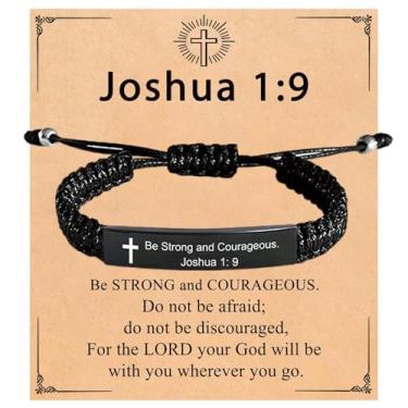 Imagem de Drefund Pulseira de cruz para homens, presentes cristãos para adolescentes e homens, batismo religioso, confirmação de Páscoa, aniversário, presentes de Natal para filho, filha, irmão, sobrinho