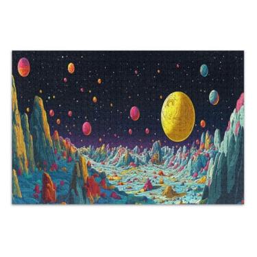 Imagem de Quebra-cabeças coloridos do planeta alienígena de 1000 peças, quebra-cabeças legais para adultos, jogos educativos