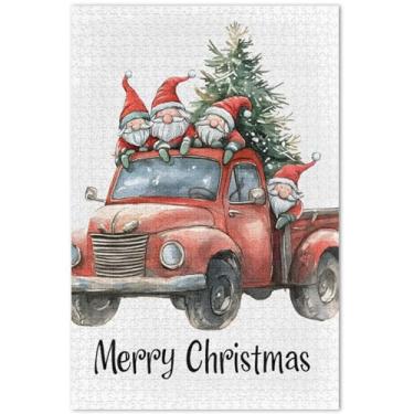 Imagem de Quebra-cabeça de Natal vermelho caminhão gnomos para adultos 1000 peças decoração de arte animal personalizado natureza quebra-cabeças jogo quebra-cabeça, 75 x 40 centímetros