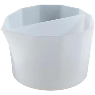 Imagem de Copos divididos de silicone, copo de mistura de resina de compartimento duplo espesso reutilizável com separador, ferramenta de pintura para arte fluida de artesanato em resina, derramamento de