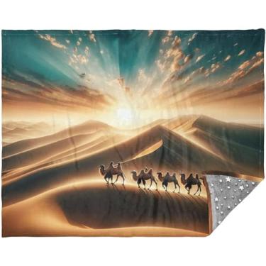 Imagem de Cobertor macio personalizado paisagem do deserto 177,8 cm x 139,7 cm Presentes de viagem super macios para mulheres adultos divertidos cobertores felpudos