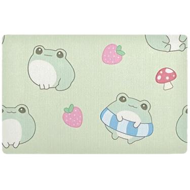 Imagem de TSENQUE Tapete de porta interno verde sapo fofo fofo tapete de porta frontal de outono tapete de boas-vindas tapetes internos para entrada de casa 81 cm x 50 cm